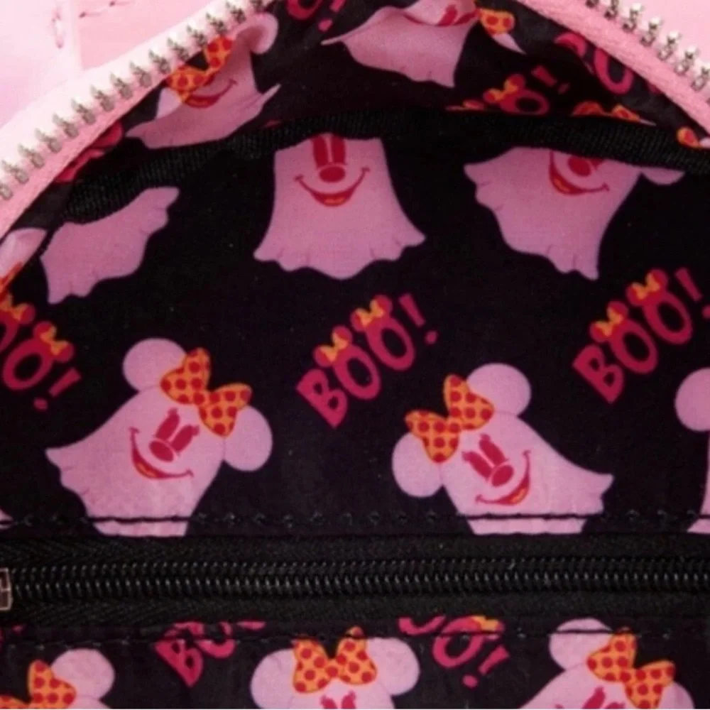 Loungefly Disney Pastel Ghost Minnie Glow in the Dark Mini Backpack NWT - Picture 4 of 6